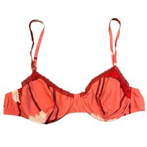 Laura Urbinati Women's 32A Silk Blend Balconette Unlined Bra Orange Pink